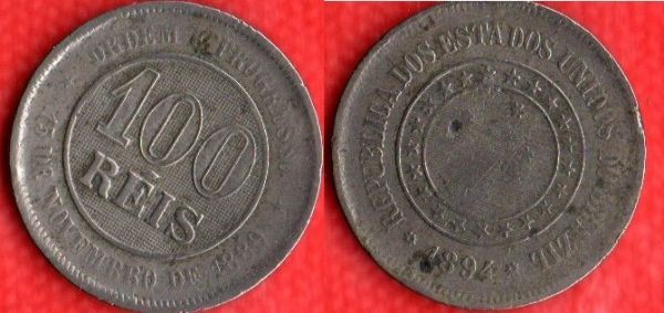 V038-3 - 100 RÉIS 1894 - Tir. 1.881.000