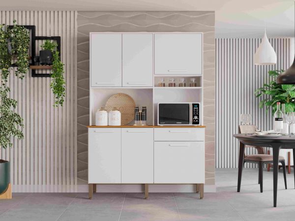 15392.Kit Cozinha New Siena 6P1G Branco Salleto
