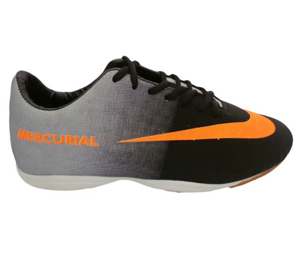 Chuteira Futsal Nike Mercurial Preto, Prata e Laranja MOD:11