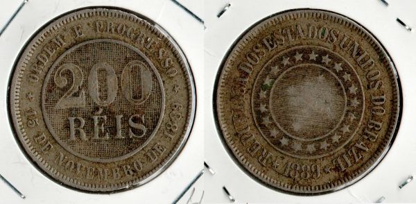 V035-1 - 200 Réis 1889 - Tiragem 511.463