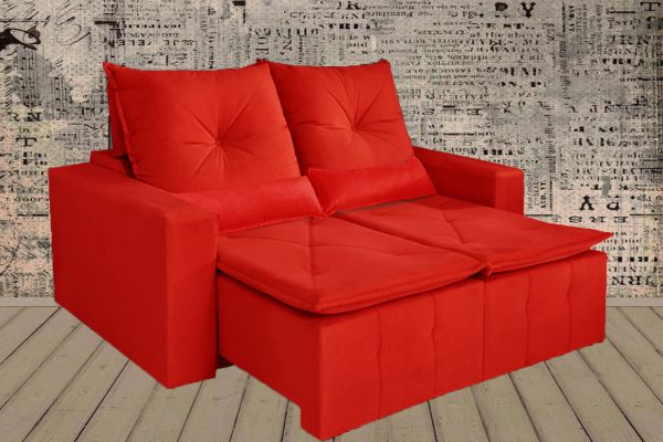 Sofa Retratil Recl Paris 2x80 Br20 Suede Vermelho 6002 Vicam