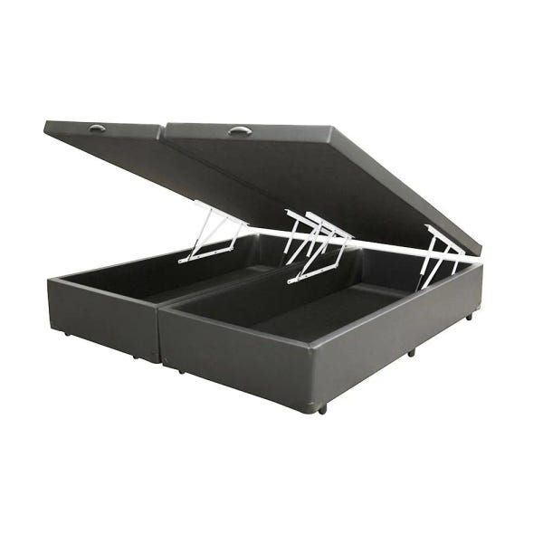 Base Bau Queen Bipartida 2x 79x198x40 Corino Cinza SR Mov