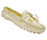 Mocassim Feminino Louis Vuitton Couro Dourado