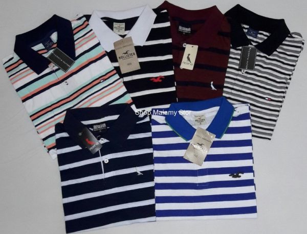 12 Polos Listradas Malha Penteada 100% Algodão