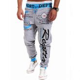 Calça de Moletom ( Misturas de algodão , Preto/Vermelho/Cinzento ) - MEN - Casual/Trabalho/Esporte -