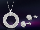 Conjunto de jóias prata 925 banhado a ouro Branco Copper Alloy Colar + Brincos Cod 38.