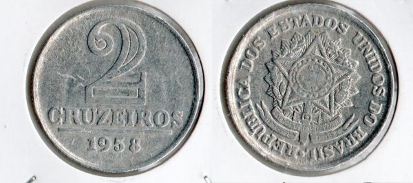 V280-4 - 2,00 Cruzeiros 1958 - Tiragem BAIXA - 13.687.000
