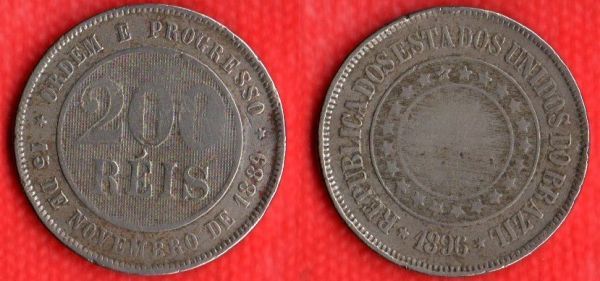 V049-5 - 200 Réis 1896  -Tiragem 2.850.000