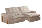 Estofado Retratil Reclinavel Itaoca.Fitipaldi 210 2x80 Veludo Inca Bege 02 Ideale