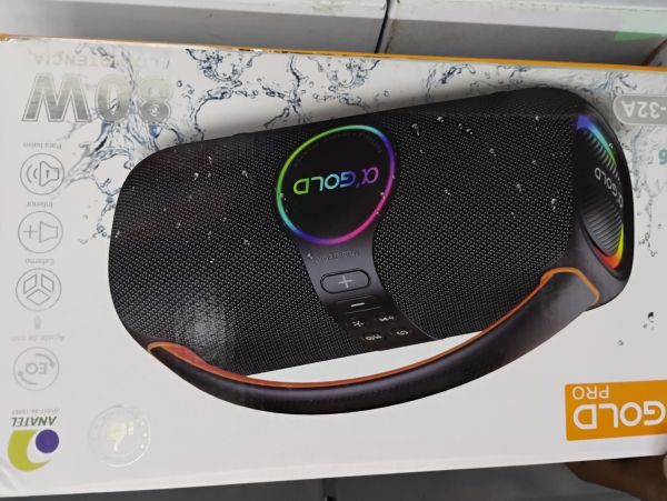 Caixa De Som Bluetooth 80w Sem Fio Resistente Água Ipx6 Gold Preto