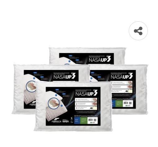 Travesseiros Fibrasca Nasa UP3 Visco 50x70 cm Brancos - 4 Unidades