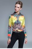 Blusa Feminina Casual Estampada Elegante Manga Longa Fashion
