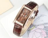 Relogio Feminino De Pulso Mecanico Pulseira De Couro Marrom
