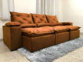 Estofado Retratil Reclinavel Fenix 270 3x73 Veludo Inca Terracota 23 Diviminas