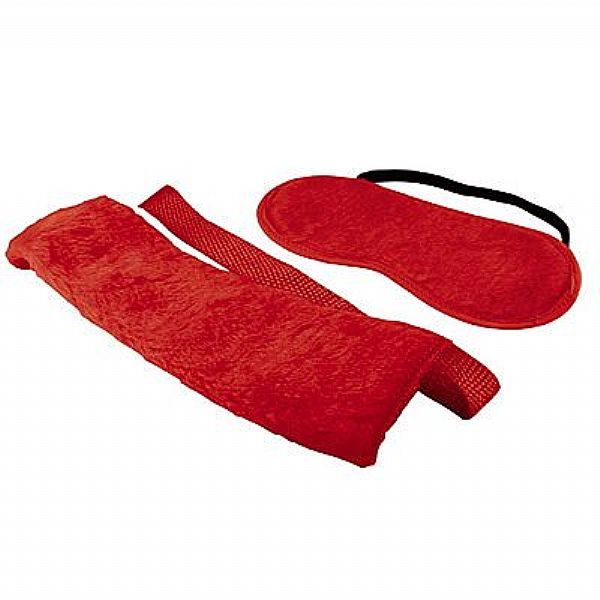 Conjunto de 4 Amarras em Pelúcia com Tapa Olho - Vermelho