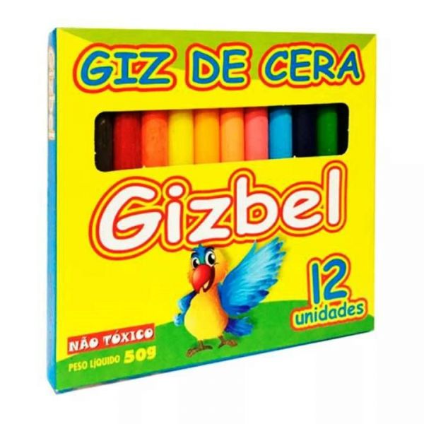 Giz de cera fino com 12 cores