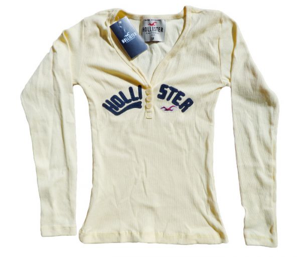 Camisa Feminina Hollister Manga Longa Amarela MOD:76799 [Réplica]