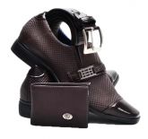 Sapato Social Verniz 3D Confort + Cinto + Carteira Ruggero Masculino - Café Ref.:HMS-0034-003-37