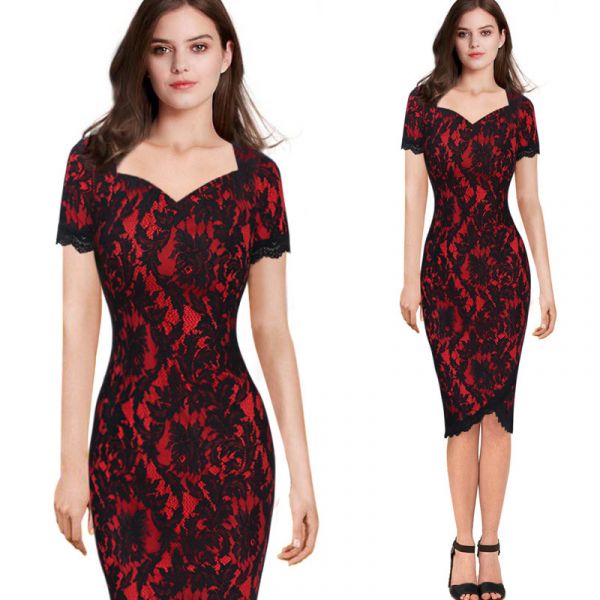 Vestido Casual P/ Festa De Renda Floral Mulheres Elegantes