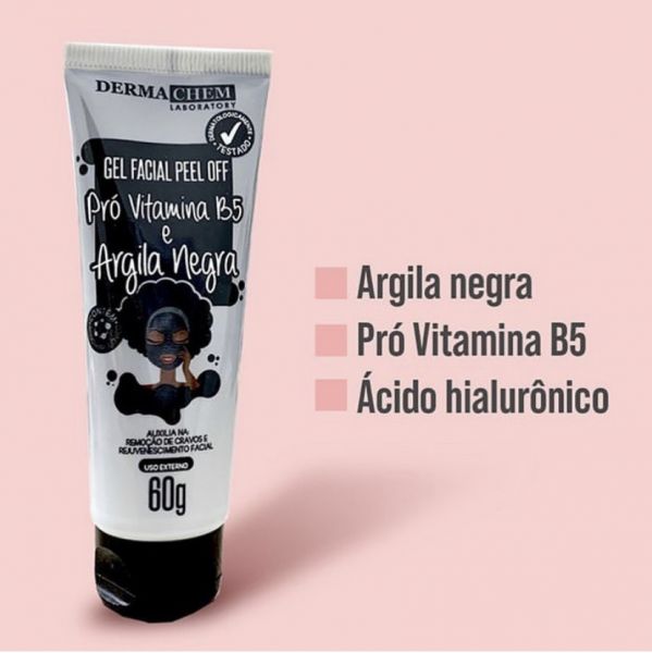 Gel facial peel off argila negra Dermachem
