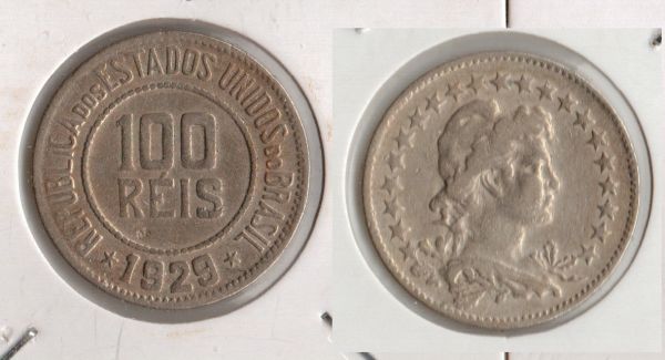V083-1 - 100 Réis 1929 - Tiragem 2.503.000 - IMPECÁVEL