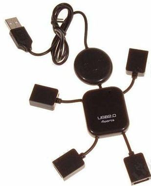 Hub - Mini robô com 4 portas usb - Preto