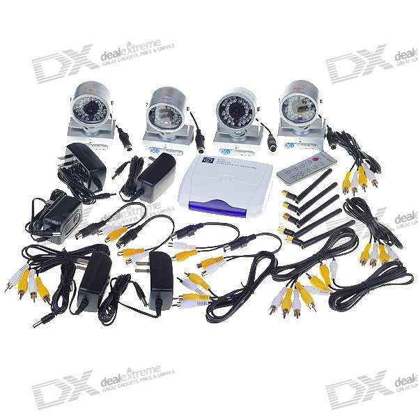 2.4GHz 4-CH Digital Noite sem fio Visão Set Câmera de vigilância (quatro câmeras Set)