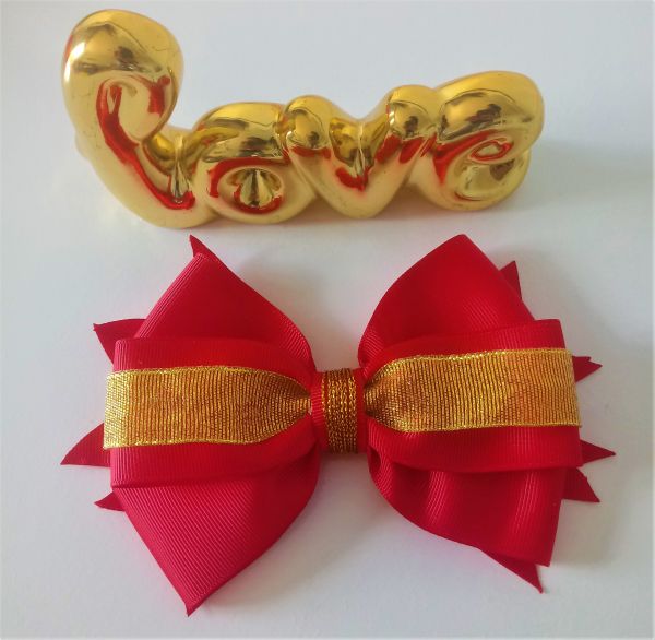 Laço Duplo Vermelho Dourado