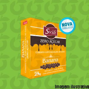 Drágea de Chocolate com Banana Zero Açúcar 25 Gramas Svili CX com 12