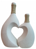 Kit Vaso De Cerâmica Em Forma De Coração 20x25cm