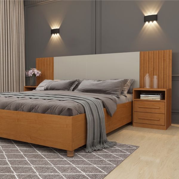 Painel Capitone Casal para Cabec Isis F86 Bege 025 Framar