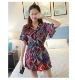 Camisa Feminina Casual Moda Verão Manga Curta Estampada Fina
