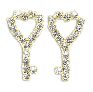 Brinco Chave do Amor folheado a ouro, contendo 34 pedras - Cod: BS2454