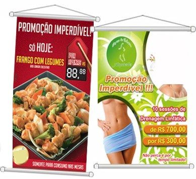 Banner (Fosco / Brilho) c/ tubetes de PVC e cordão. (Acréscimo de R$ 0,20 no uso de madeira)