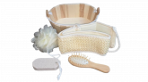 Kit Spa de Banho Mini Banheira de Madeira 5 Pçs
