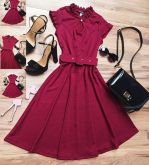 Vestido Carmesim M com cinto