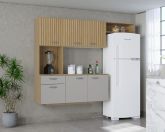 A551.Cozinha Suspensa com Balcao Isis 180 Damasco Ripado 3D.Off White Poquema