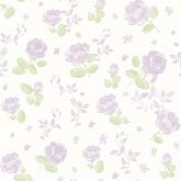 Papel de Parede Bambino's Bobinex (Nacional) - Floral (Tons de Lilás/ Verde/ Branco) 3364