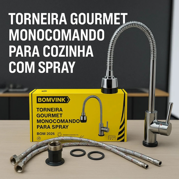 TORNEIRA GOURMET MONOCOMANDO PARA COZINHA COM SPRAY