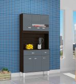 Kit Cozinha Manu 6P2G Chocolate.Cinza Platinum Poquema