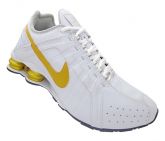 Tênis Nike Shox Junior Branco e Dourado