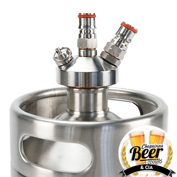 Barril Growler Keg 10 Litros + Tampa Ball Lock Postmix