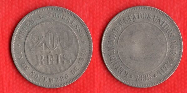 V051-4 - 200 Réis 1898 - Tiragem 3.925..000