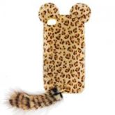 CASE ONCINHA COM RABITO DOURADA PARA IPHONE 4 E 4S