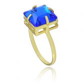 Anel folheado a ouro c/ pedra acrílica quadrada - Cód:AN0555