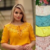 Blusa de crepe de seda bordadas branca gg