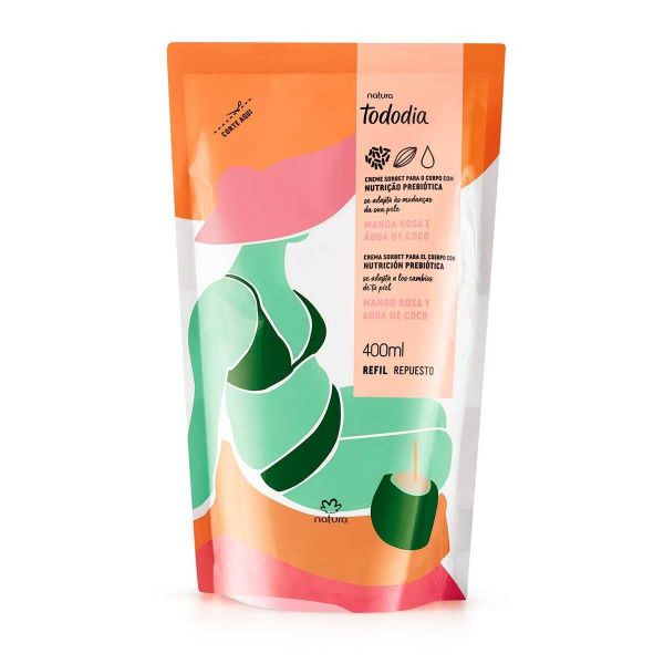 Tododia Manga Rosa e Água de Coco Refil creme Sorbet nutritivo corporal REFIL - 400ml