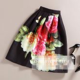 Saia Casual Estampada Preta Mulheres Elegantes