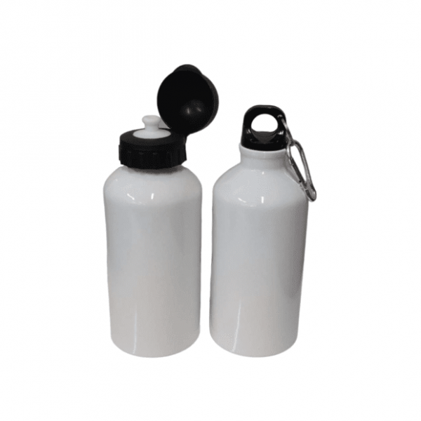 squeeze branco 400ml com duas tampas(bolinha e mosquetão)
