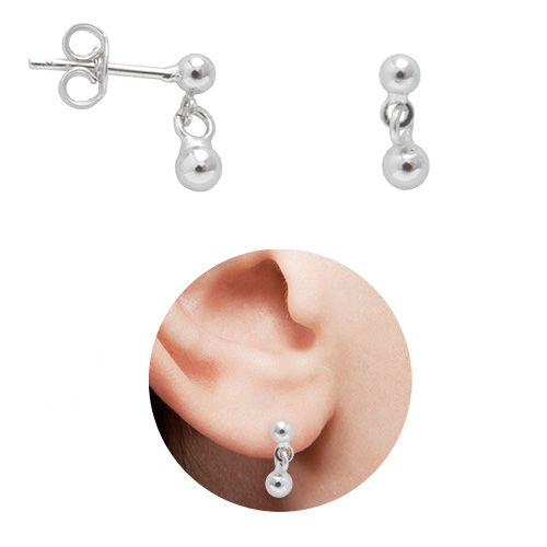 Brinco infantil folheado a prata com bolinhas - BS5074 P